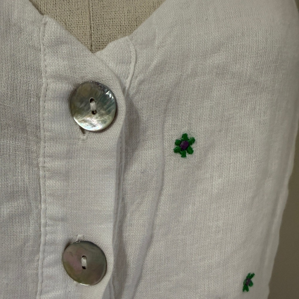 Rails $244 Violet Green Daisy Embroidery White Linen Blend Maxi Dress Medium - Picture 4 of 12